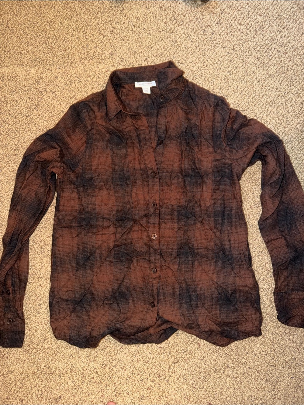 beachlunchlounge Rust and Black Plaid Shirt